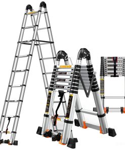 Thang rút đôi có bánh xe inox 1.9m+1.9m đến 3.2m+3.2m